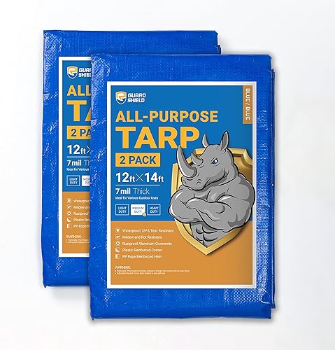Miniatura 150 de GUARD SHIELD Lona plateada impermeable de 10 x 12 pies, cubierta de lona de polietileno multiusos de servicio medio, 7 mil