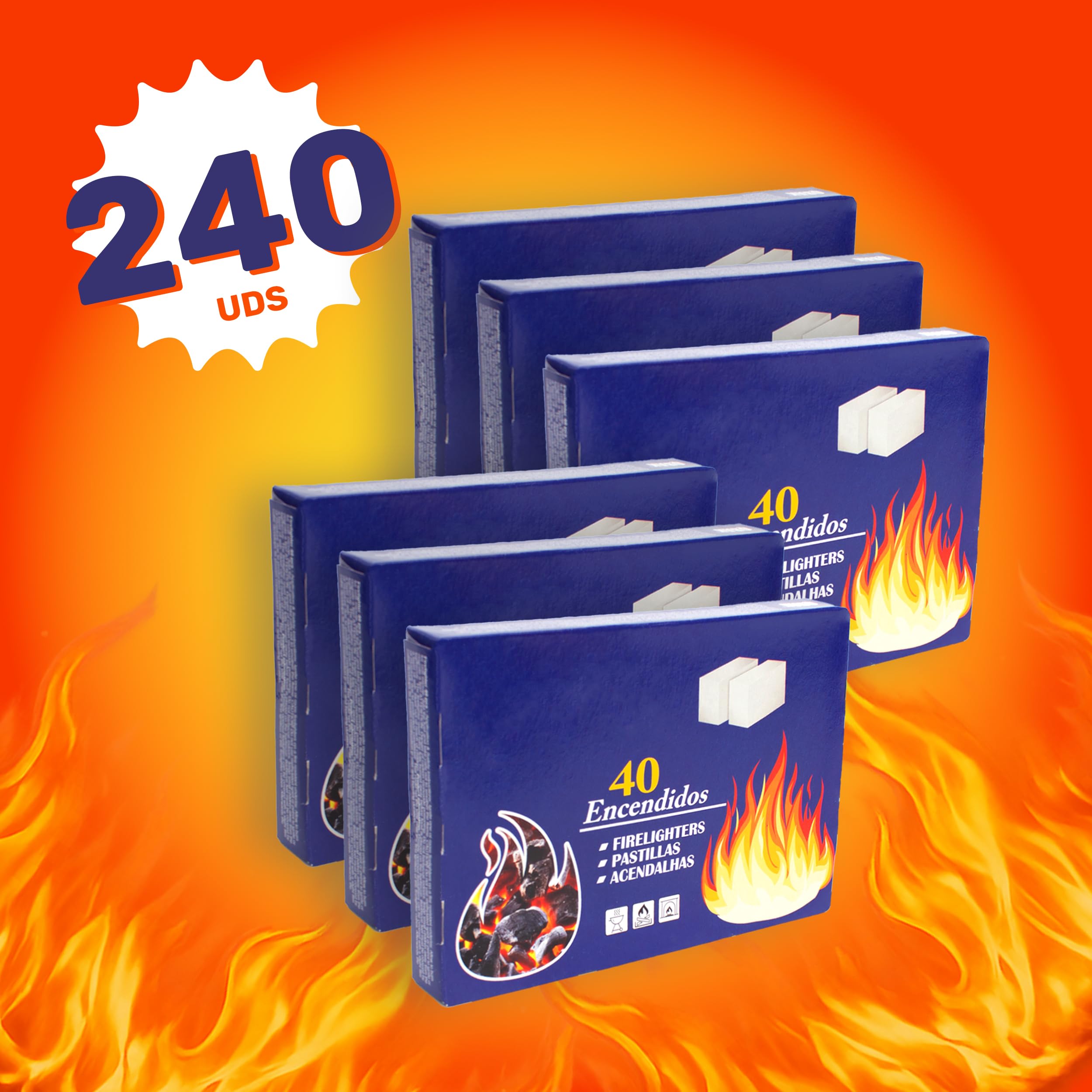 Pack 6 Pastillas de Encendido para Barbacoas y Chimeneas, Encendedor Sólido para Carbón y Leña, Encendido Rápido y Seguro, Ideal para BBQ, Estufas y Camping — view 2