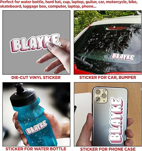 Miniatura 5 de Calcomanía personalizada con nombre, calcomanías personalizadas de colores de nombre, lindas calcomanías de vinilo troqueladas impermeables para