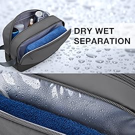 BAGSMART Travel Toiletry Bag for Men, Dopp Kit Water Resistant Shaving Bag for Toiletries Accessories, Black Grey-Medium