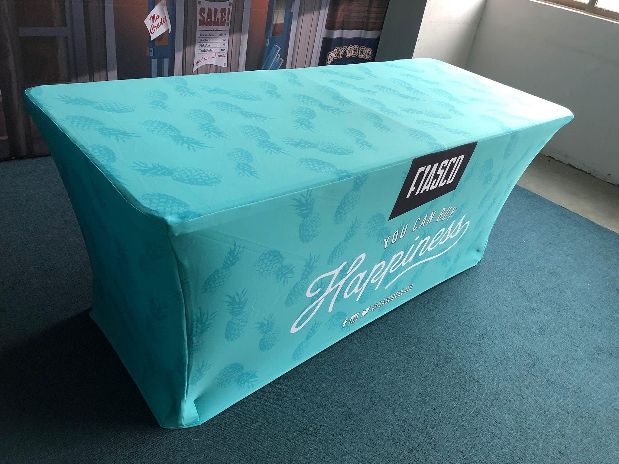 Trade Show Table Cover table cloth 6ft Dye Sublimation Logo Printing 5 Sides Stretch Fabric