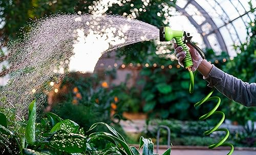 Miniatura 4 de Eternal Living Manguera de jardín de bobina de 50 pies con pulverizador de función de 7 patrones y conectores de latón, color verde