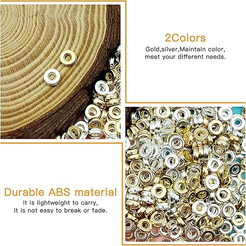 Miniatura 4 de 1000 cuentas espaciadoras redondas planas para manualidades, cuentas espaciadoras de disco doradas y plateadas, cuentas sueltas para hacer joyas,