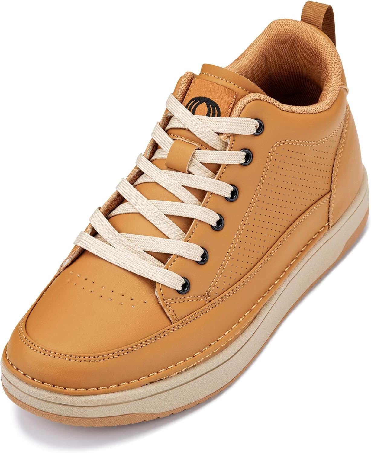 CALTO Men's Invisible Height Increasing Elevator Shoes - Casual Low-top Leatherette Sneakers - 2.4 Inches Taller