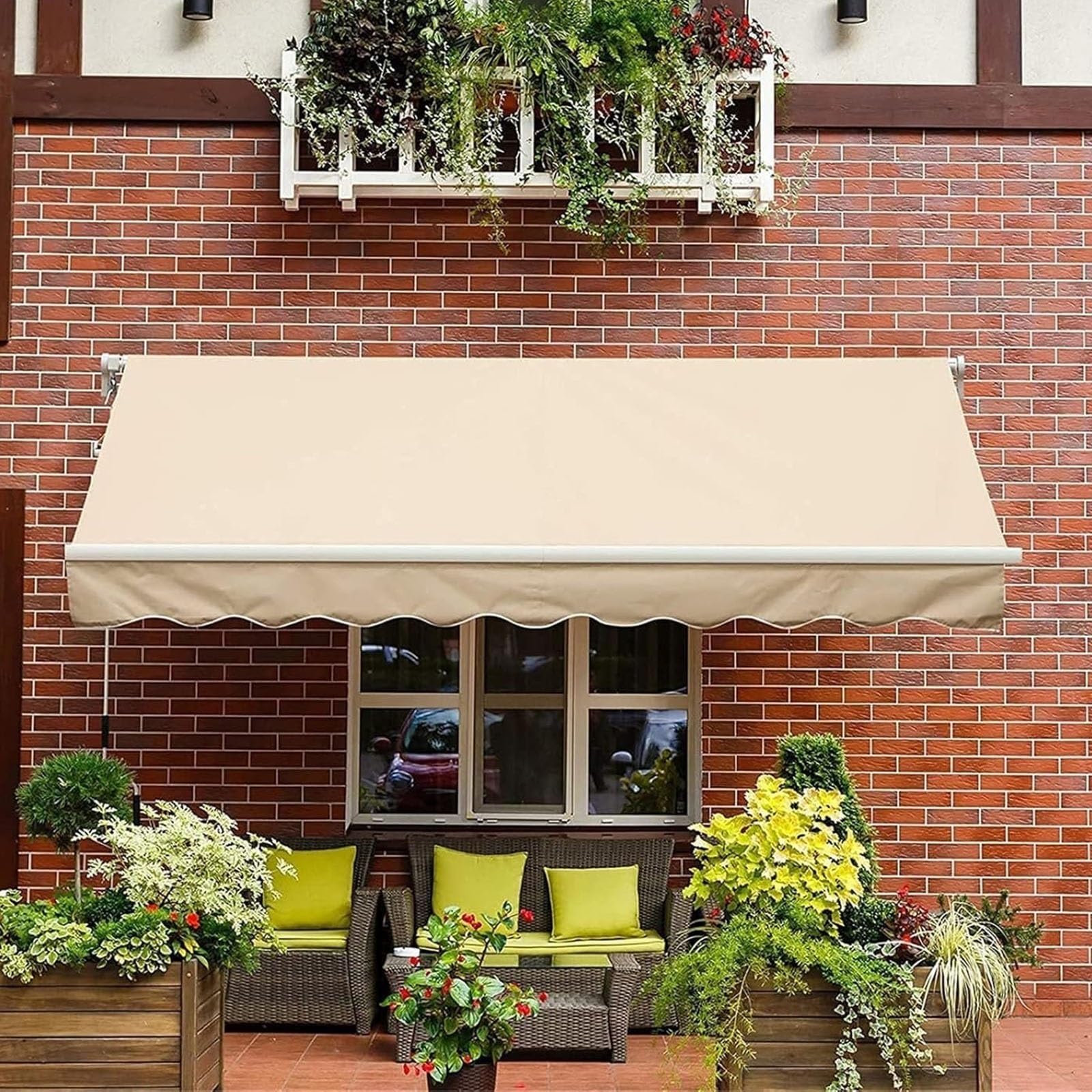 Telo per Tende da Sole Ricambio, Poliestere Resistente per Patio, Terrazzo, Esterno, Giardino, Copertura Superiore in Poliestere Impermeabile E Protezione UV