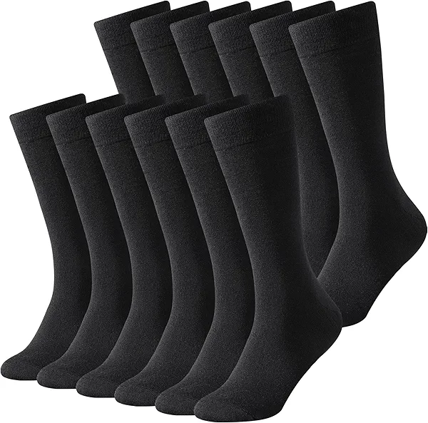 BONANGEL Thin Merino Wool Socks for Men, Mens Black Winter Thermal Wool Dress Crew Hiking Socks