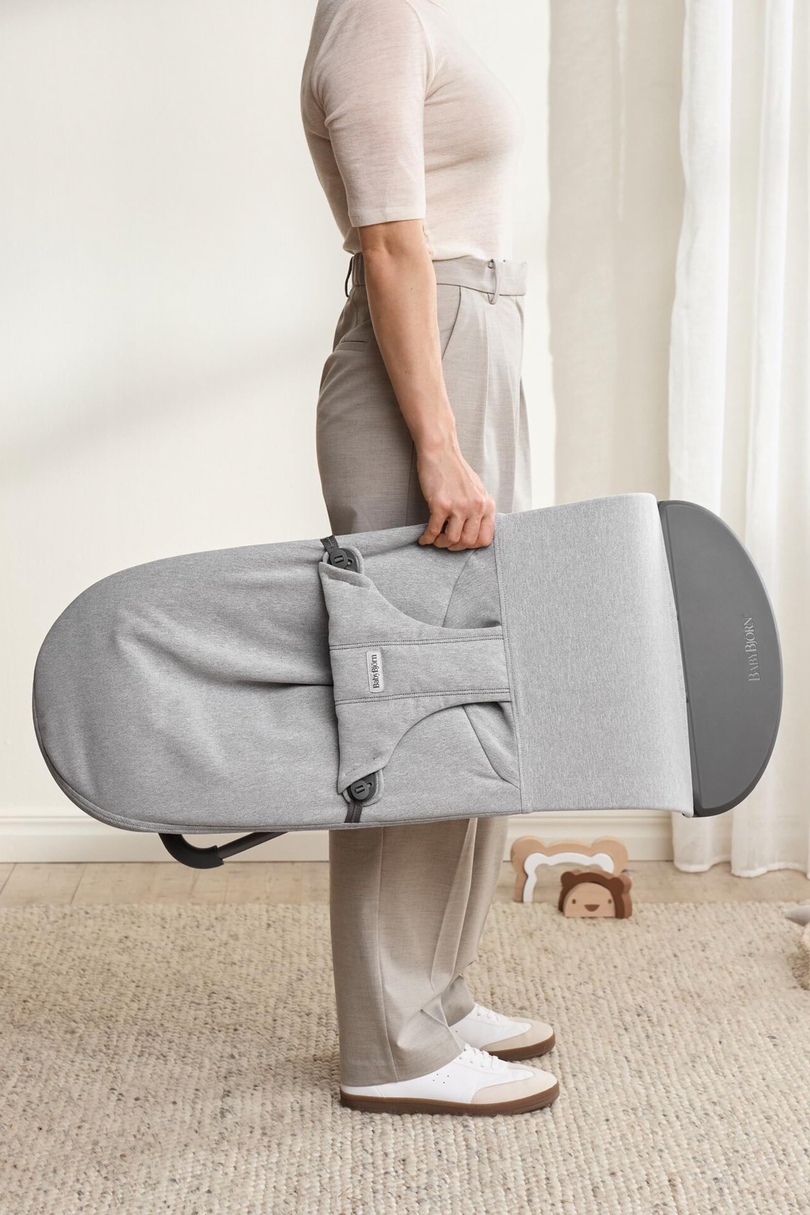 BabyBjörn Bouncer Bliss, tejido mélange, gris claro