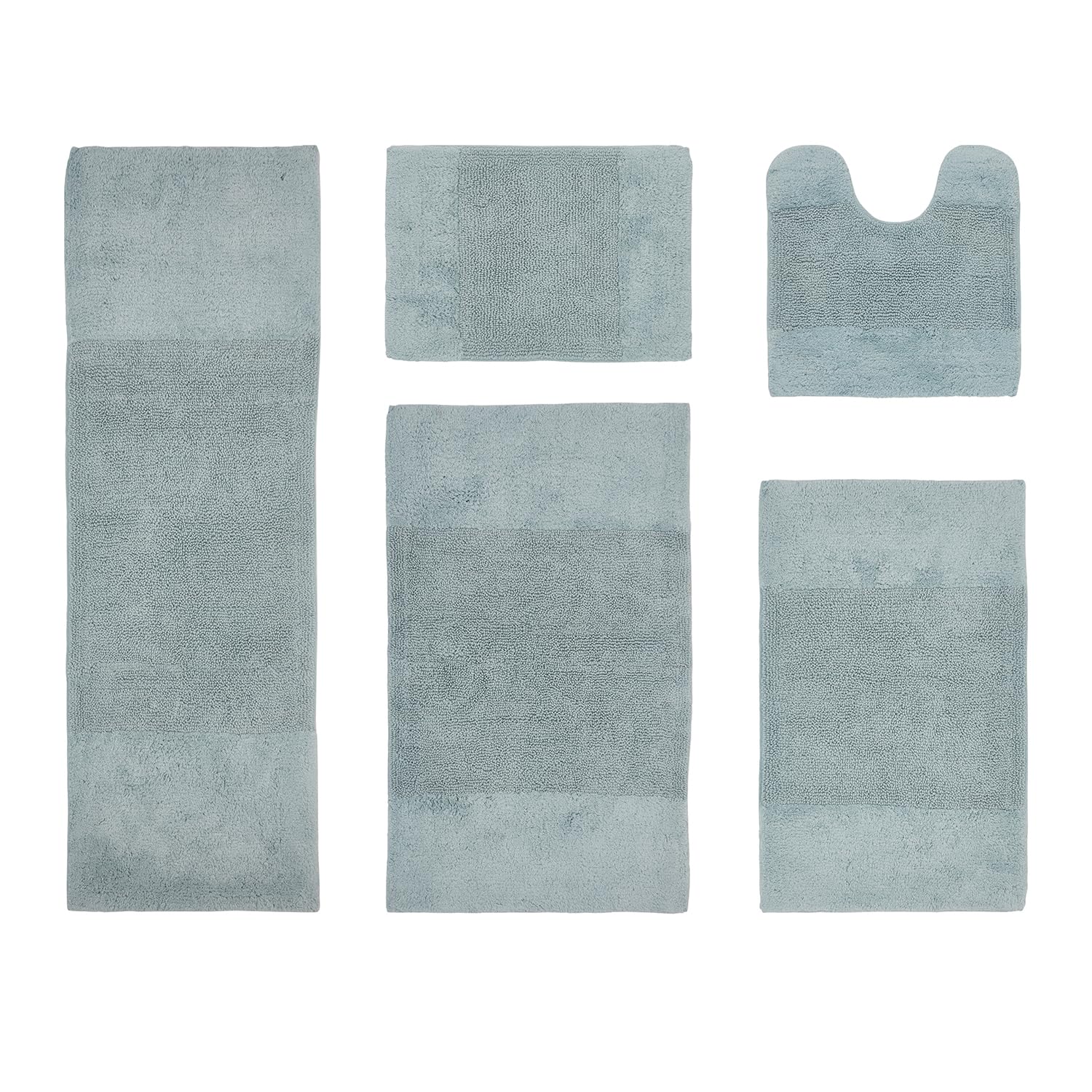 Better Trends 5 Piece Bathroom Rug Set 100 Cotton Non-Slip Washable Bath Mat Soft Absorbent Bath Rugs for