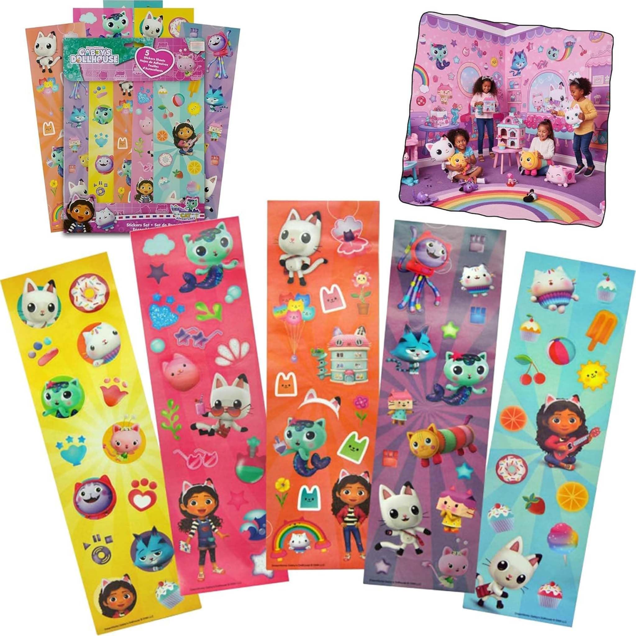 5x Gabby’s Dollhouse Sticker Sheets for Kids | 100 Waterproof Vinyl Reusable Stickers | Self-Adhesive Craft Decals for Scrapbooking, Notebooks, Party Favours, Laptops, Back to School & Christmas-Gifts