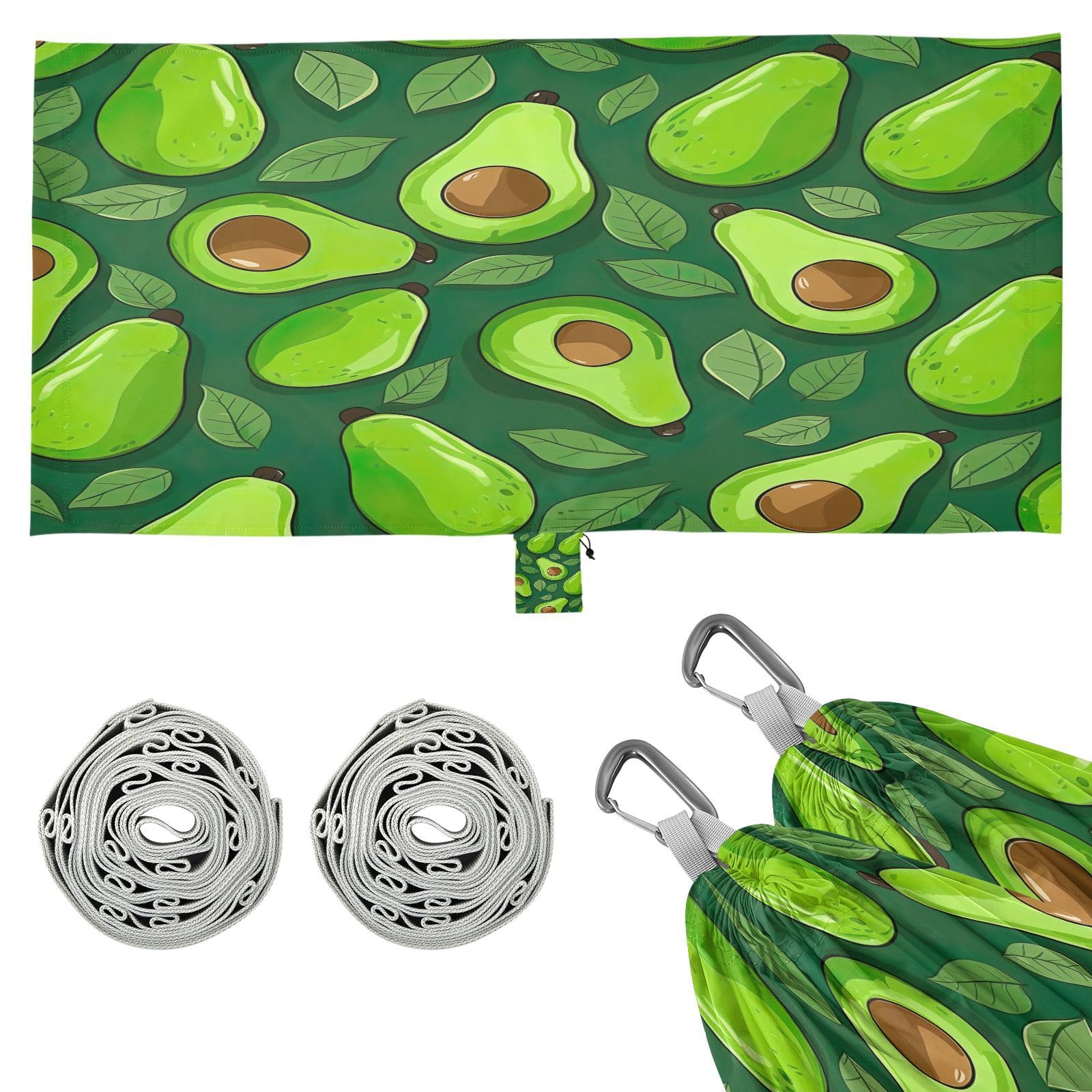 ATTX Small Avocado Slices Camping Hammock - Lightweight & Portable Hammocks, Heavy Duty 330lbs Capacity for Indoor, Hiking, Backpacking, Travel, Backyard, Beach#380