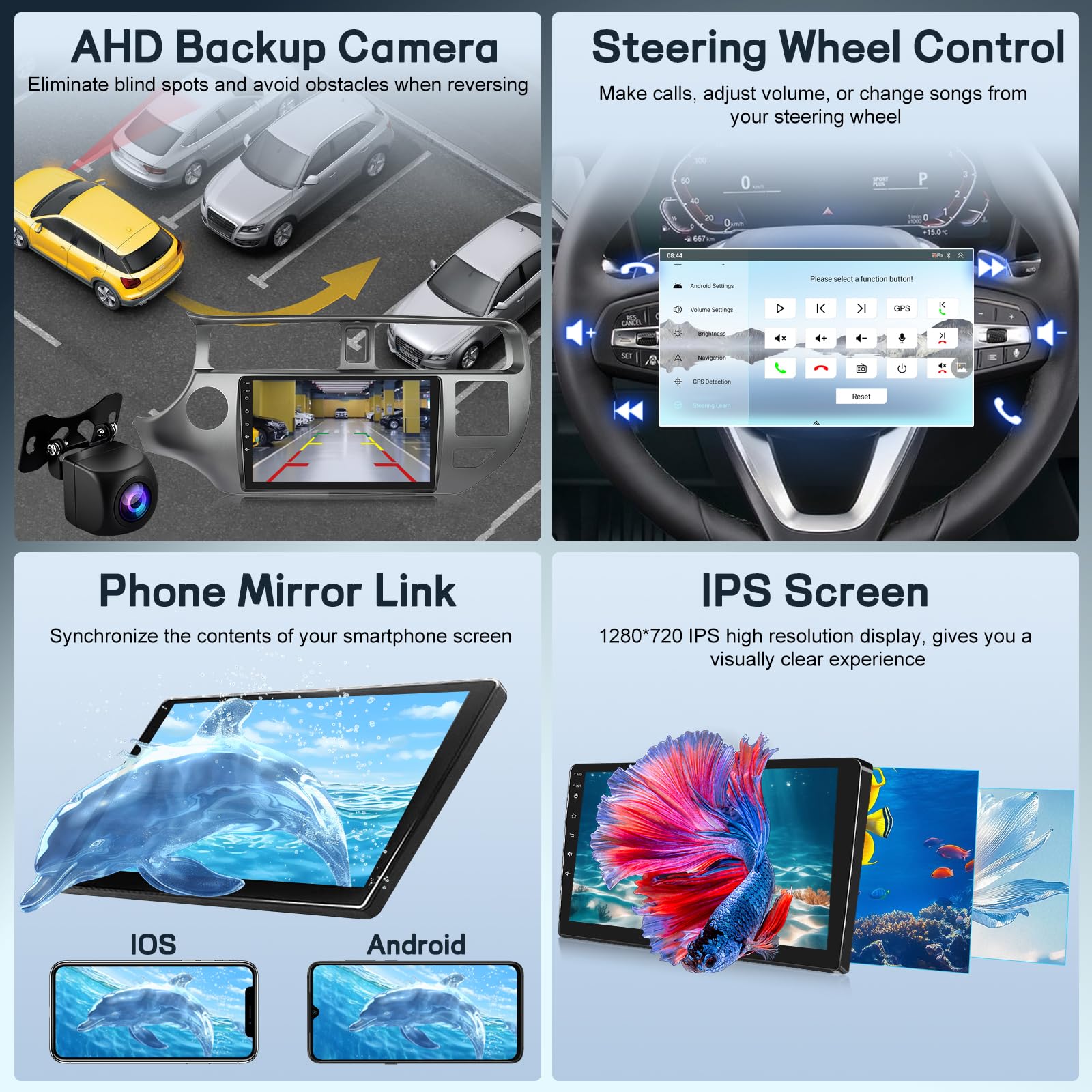 8 Core 4G+64G Autoradio per Kia Rio 2012-2015 con Senza Fili Carplay e Android Auto, 9 Pollici Android Stereo Auto con WiFi/GPS/Bluetooth 5.1/DPS Hi-Res/FM RDS