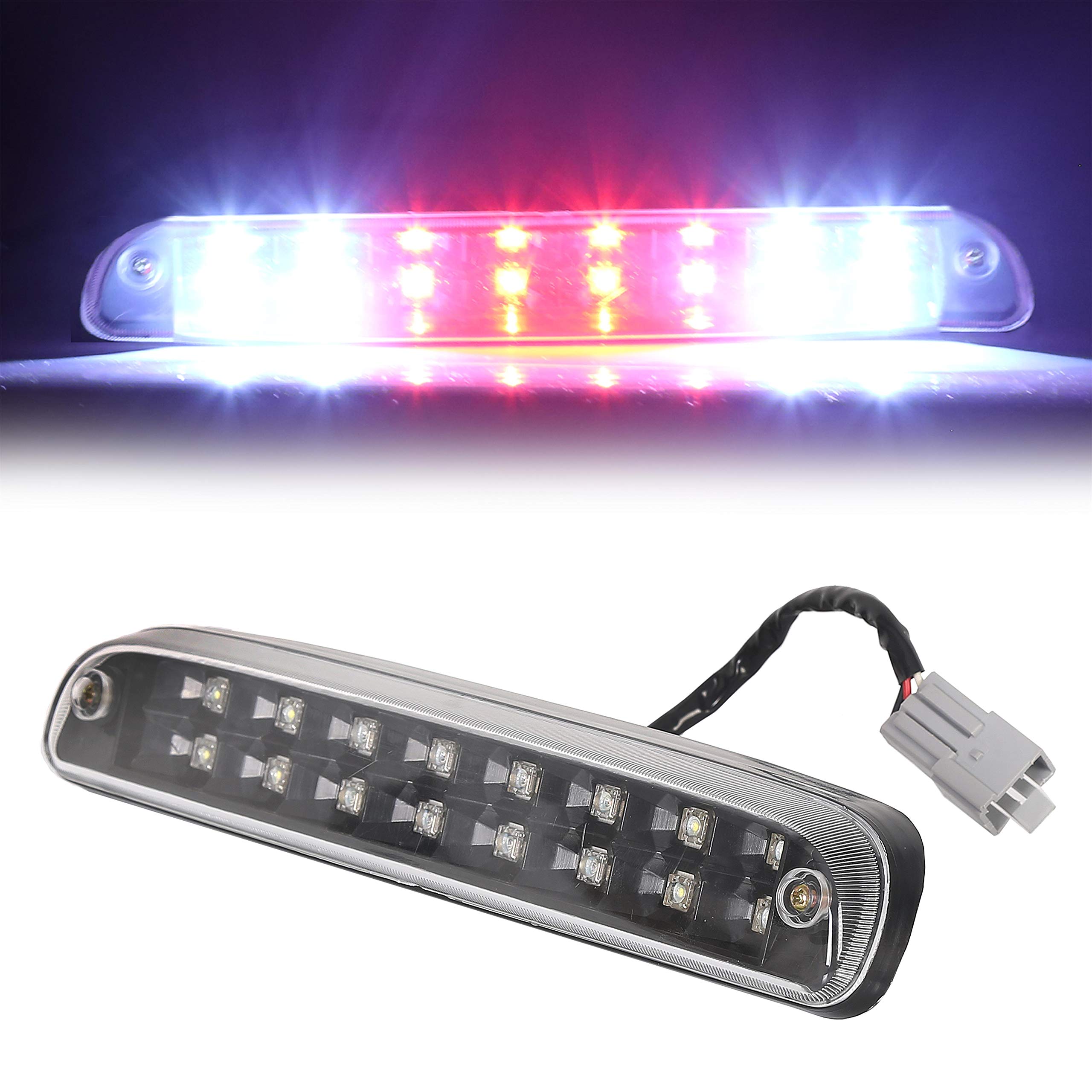 ECOTRIC Third Brake Light Cargo Lamp Compatible With 1999-2016 Ford F250 F350 F450 F550/1993-2011 Ranger 3rd Tail light Clear High Mount Dual Row 16LED Waterproof