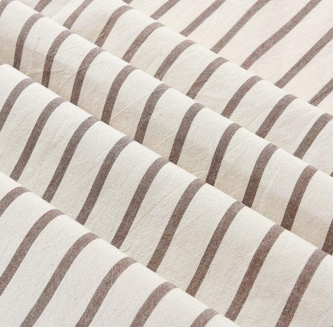 DOSLY IDÉES Taupe and Beige Stripe Patchwork Cotton Tassel Shower Curtain for Bathroom,Farmhouse,Country Rustic and Cute Style,72 x 72 in