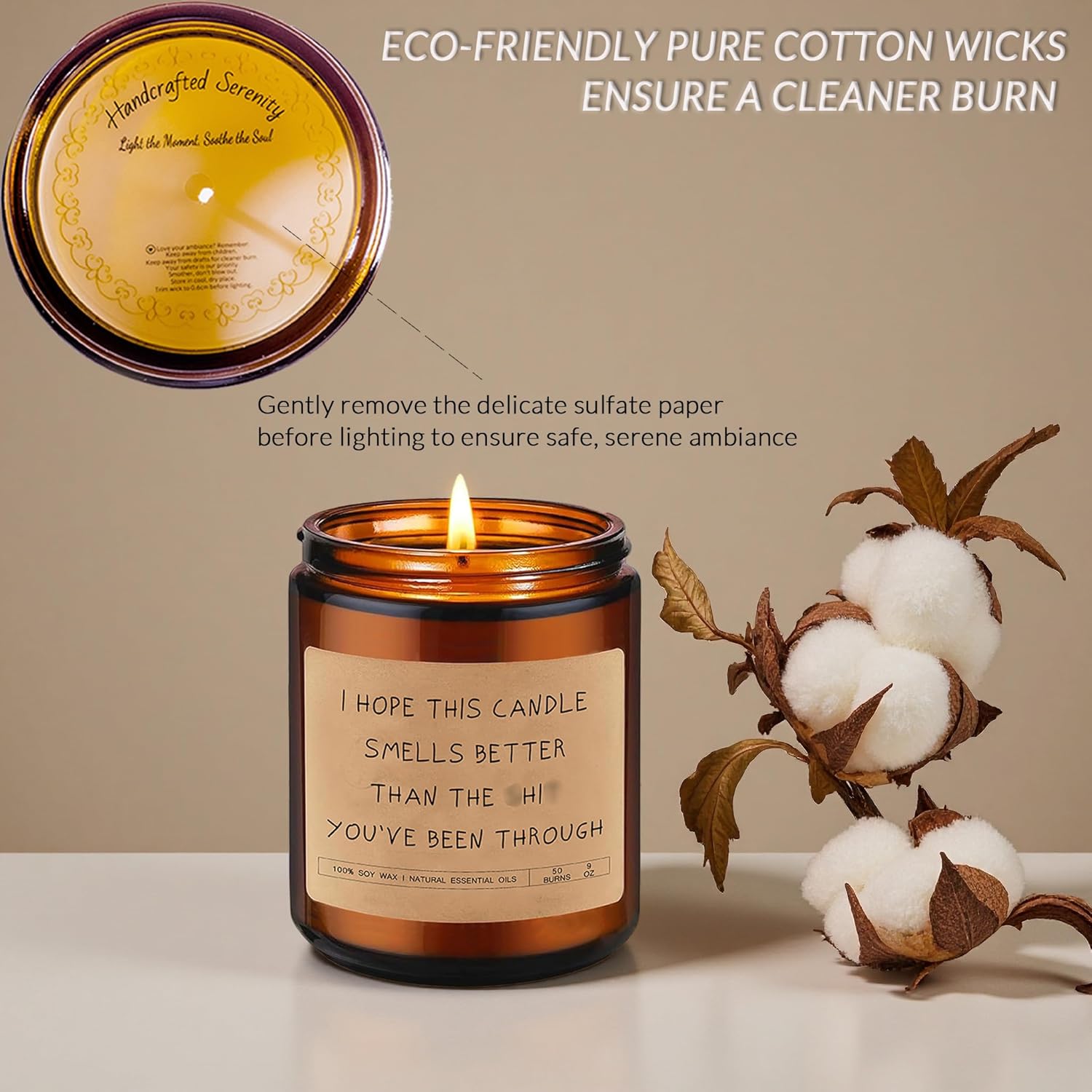 Funny Candles for Women and Men, Lavender Soy Candle with Amber Glass Jar, Get Well Gifts for Women and Men, 50 Hours Burn Time - Image 4