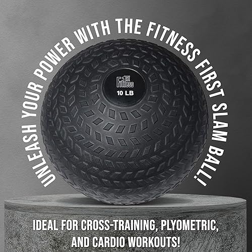 Miniatura 2 de Fitness First Slam Ball, pelota medicinal rellena de arena fácil de agarrar para ejercicio y entrenamiento, ideal para entrenamiento con pesas,