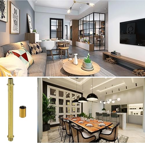 Miniatura 34 de MY MIRONEY Juego de 4 juegos de vástago de lámpara de tubo recto con conector M10, barra de lámpara negra, repuesto de piezas de lámpara, 3.94 Negro