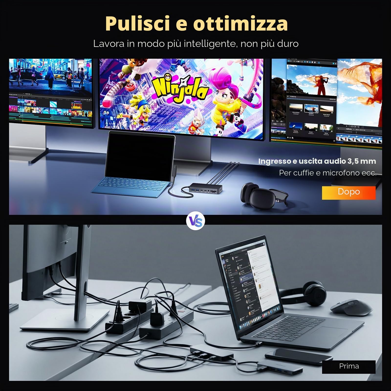 Microsoft Surface Docking Station Nuovo Surface Dock 12 in 1 con potenza 72W con 4K HDMI +VGA, Docking Station con 100Mbps Ethernet SD/TF USB PD per Surface Pro 11/10/9/8/X/7/6/5,Laptop Go 1/2/3,Book