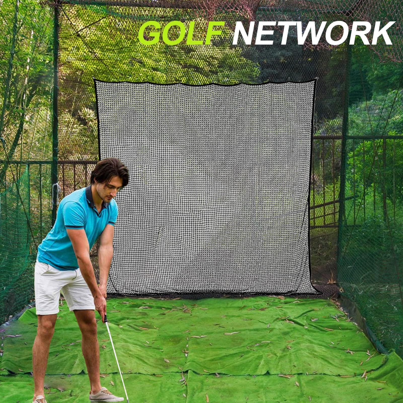 Filet de golf noir de 3 x 3 m, filet d'entraînement de golf, barrière de sport, filet de simulateur d'extérieur très résistant, filet de retour de sport, filet de conduite pour baseball, hockey