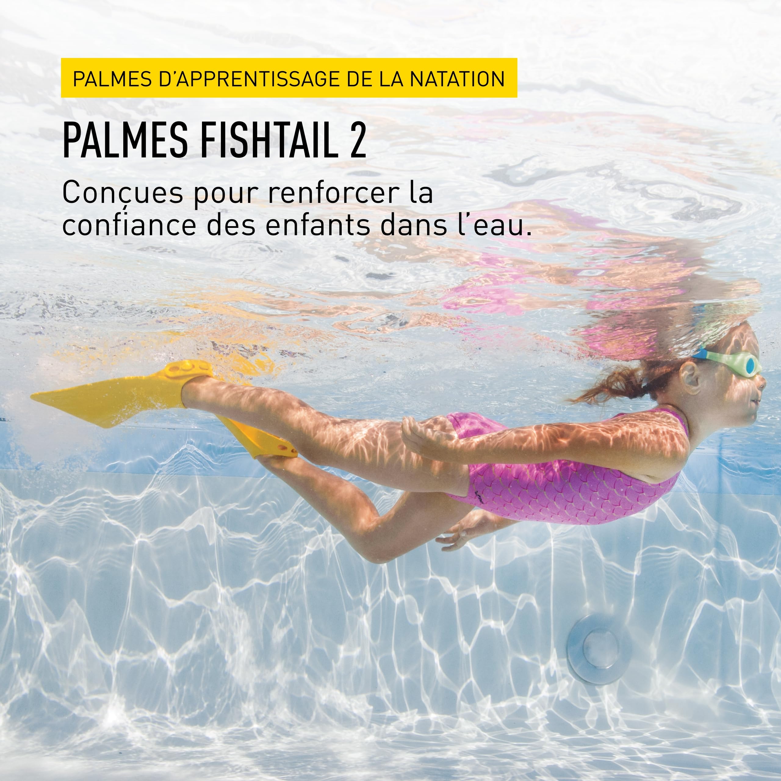FINIS Fishtail Palmes d'entraînement de natation Mixte Enfant de +9 ans - Jaune - 22-29 EU | Plus de Confiance dans l'Eau, Douces, Équipement de Natation Essentiel pour l'Entraînement et la Performance de Tous les