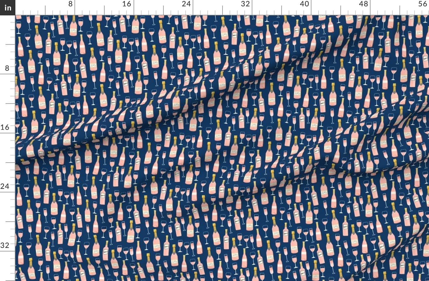 Spoonflower Fabric - Day Wine Navy Rose Party Food Retro Printed on Organic Cotton Sateen Fabric by The Yard - Sewing Quilting Apparel Home Decor