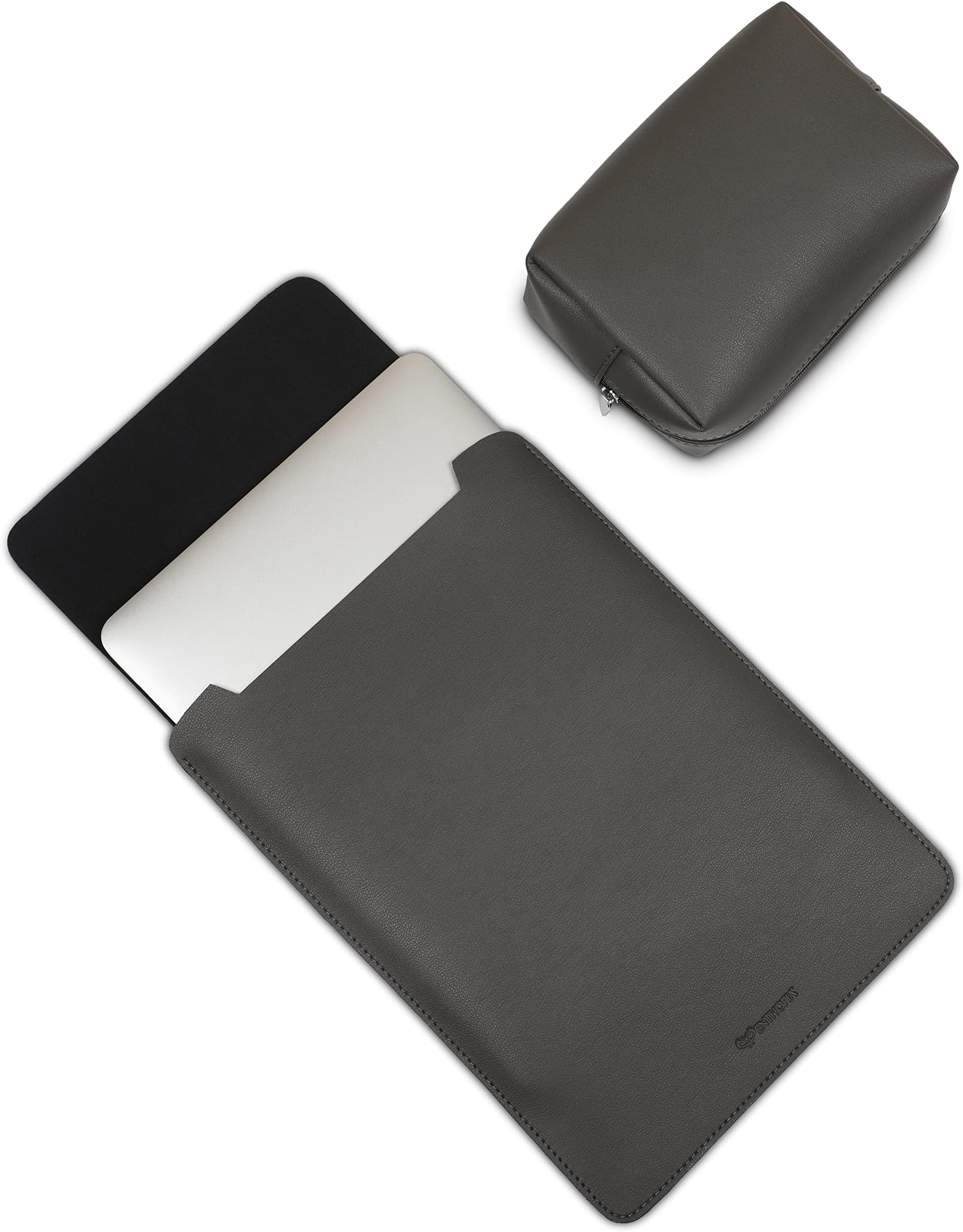 ENTHOPIA Vegan Leather Laptop Sleeve and Pouch Compatible with MacBook