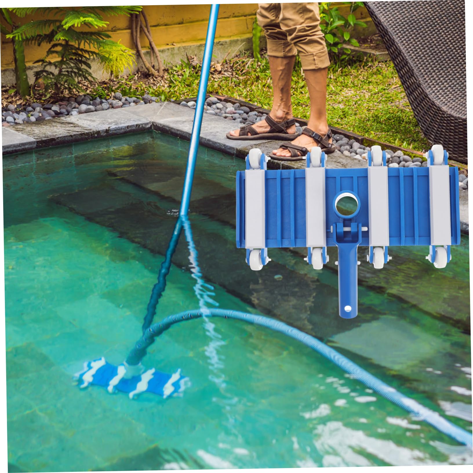 GANAZONO Cabezal de Succión Fácil de Instalar para Piscina Ruedas Antideslizantes y Material Abs para Limpieza Interior y Exterior de Piscinas