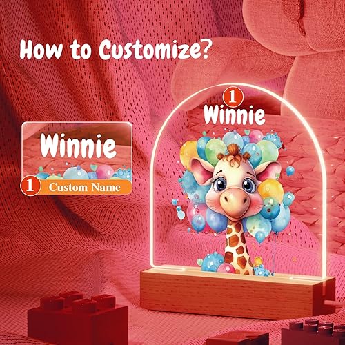 Miniatura 4 de Bemaystar Luz nocturna personalizada, luz nocturna acrílica de león, regalos personalizados para niños, nombre personalizado, brillo ajustable,