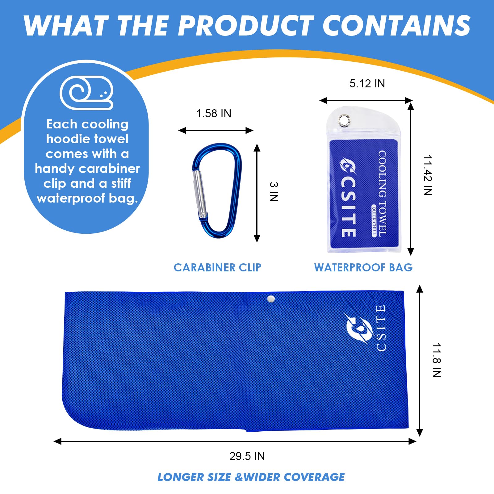 CSITE Lot de 4 serviettes rafraîchissantes à capuche pour le cou et le visage, protection solaire UPF 50 et refroidissement instantané, serviettes de glace pour temps chaud, serviette douce et