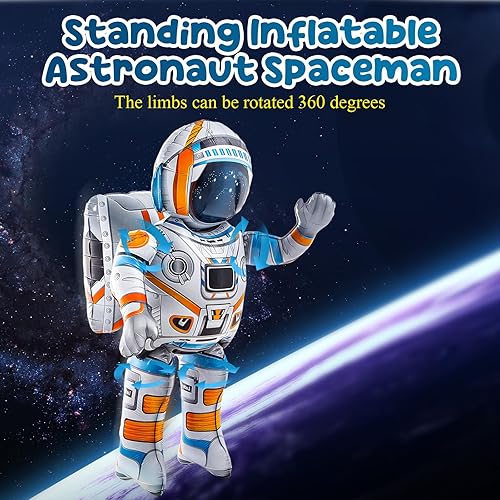 Miniatura 4 de Jenaai 2 globos inflables de astronauta de 53 pulgadas 4D de pie, grandes juguetes inflables de astronauta, globos del espacio exterior,