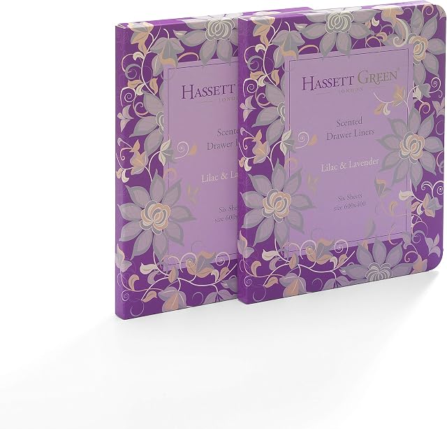 Hassett Green London - Lilac & Lavender Scented Drawer Liners - Two Pack of 6 Sheets size 600 x 400 mm (Twin Pack)