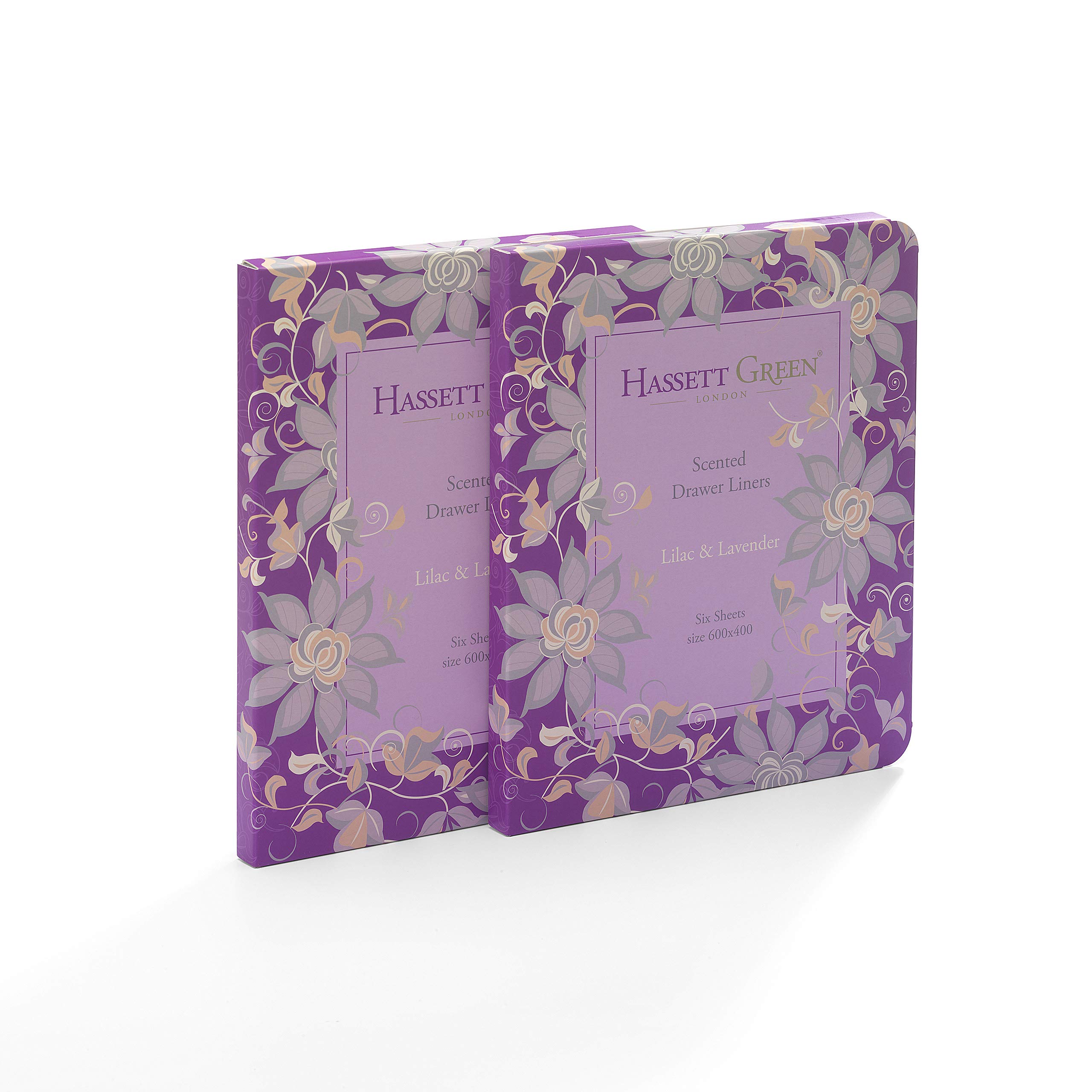 Hassett Green London - Lilac & Lavender Scented Drawer Liners - Two Pack of 6 Sheets size 600 x 400 mm (Twin Pack)