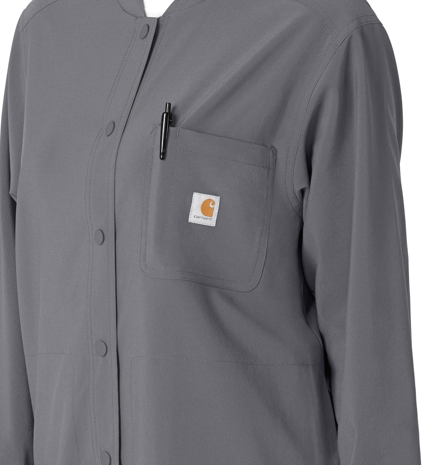 Carhartt Scrubs C82210 Women's Cross-Flex Modern Fit Shirt Jacket Medium Pewter - Image 7