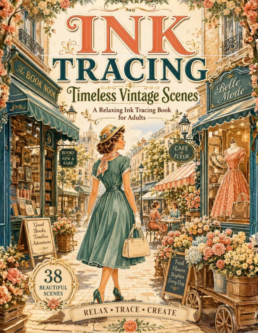 Ink Tracing Timeless Vintage Scenes: A Relaxing Ink Tracing Book Inspired by Retro Style and Vintage Beauty