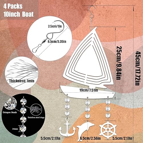 Miniatura 2 de Paquete de 4 hilanderos de viento de sublimación de 10 pulgadas, escultura de viento de metal de aluminio 3D para patio y jardín, adornos artísticos