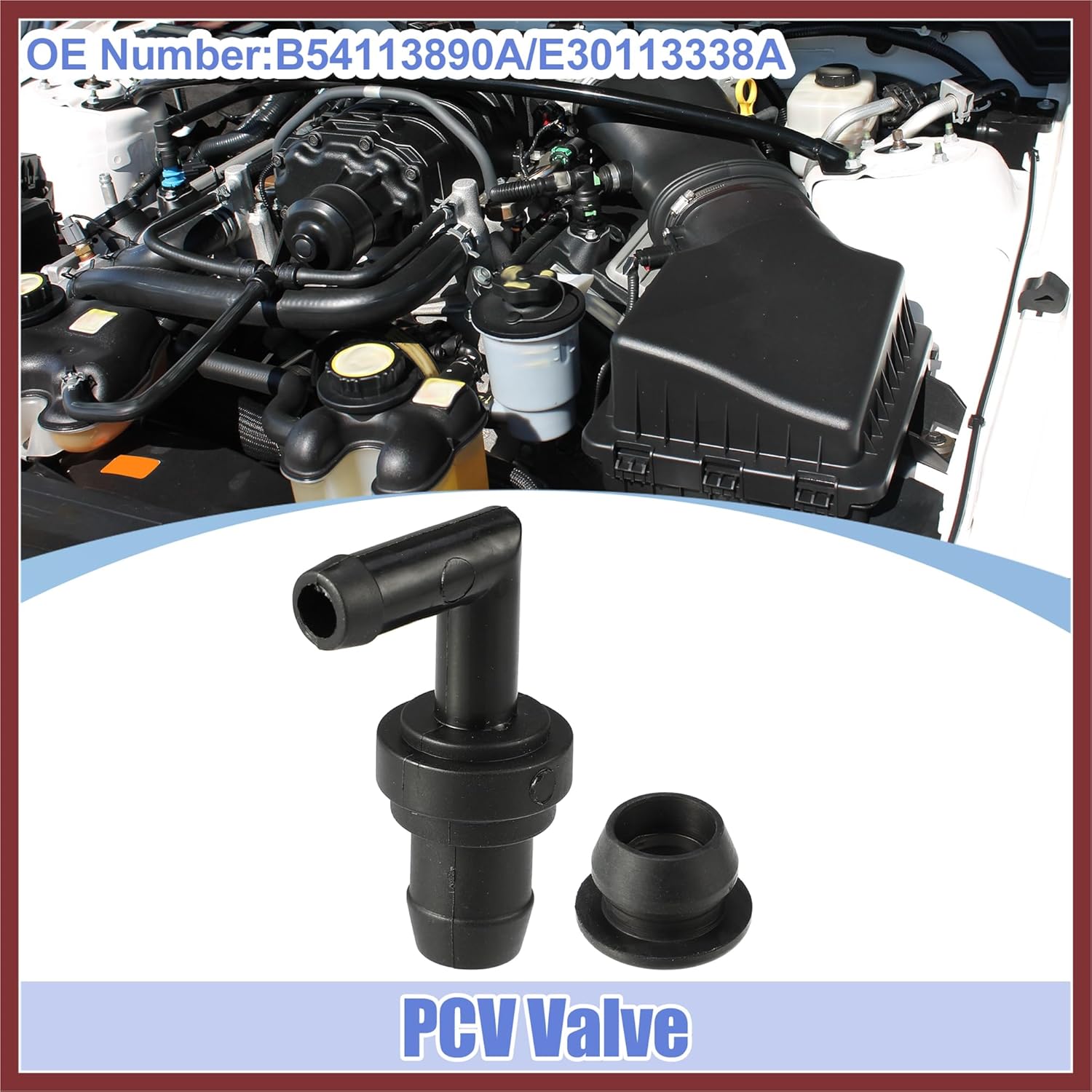 1 Set PCV Valve Grommet Kit Exhaust Positive Crankcase Ventilation Valve Fittings for Mazda Miata 1.8L 1999-2000 No.B54113890A/E30113338A Black Replace Parts