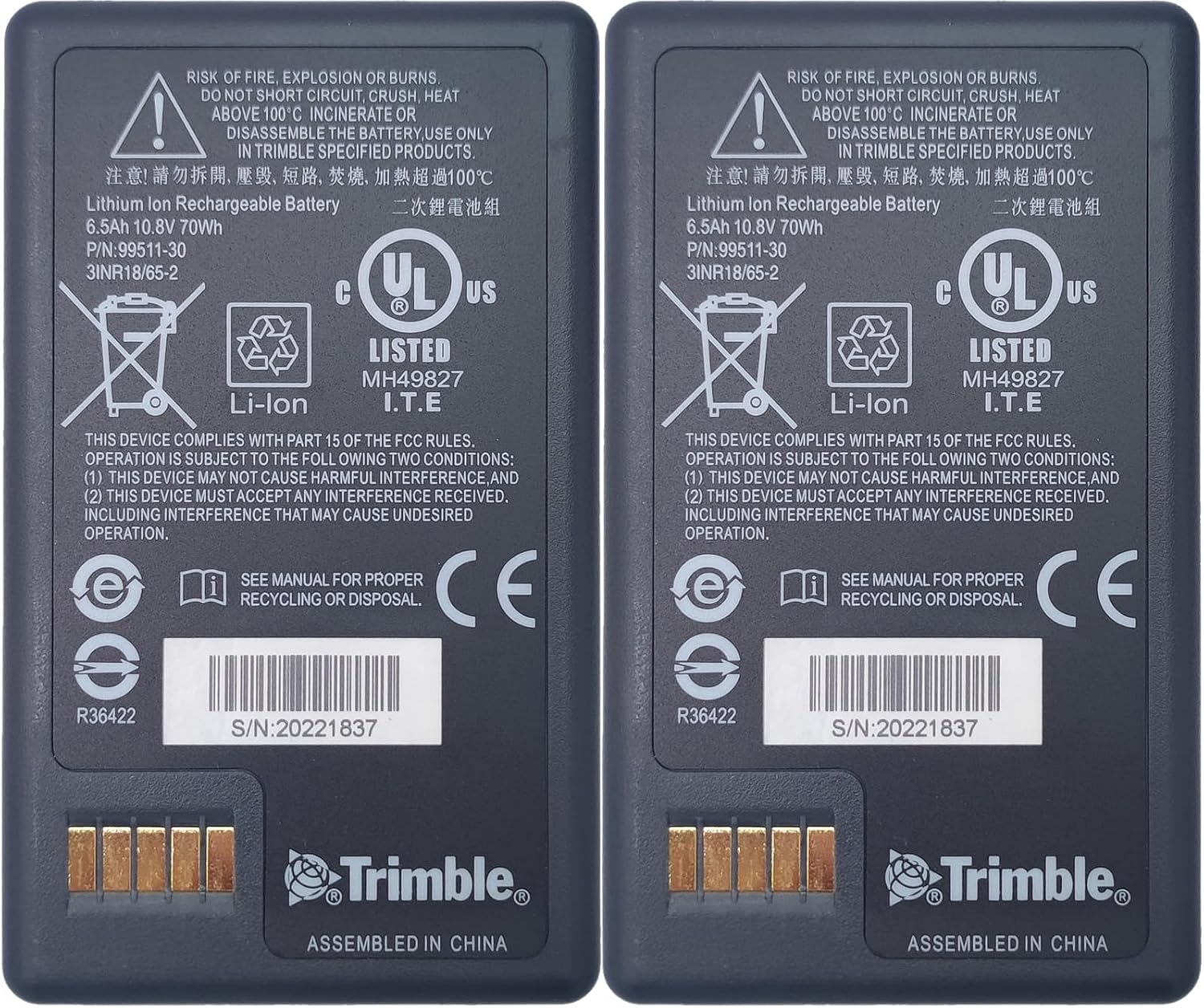 (Pack of 2) 99511-30 79400 6.5Ah 10.8V Li-ion Rechargeable Battery for Trimble 79400 Total Station Battery, for Trimble S3 S5 S6 S7 S8 Total Station