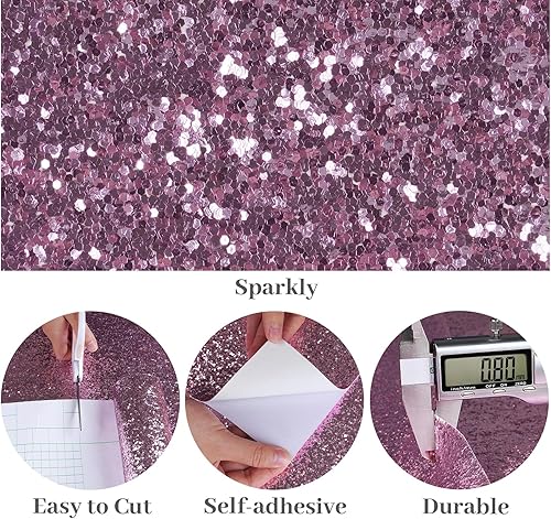 Vista 61 de VaryPaper Papel tapiz plateado con purpurina gruesa de 15.7 x 315 pulgadas, papel de contacto plateado, autoadhesivo, extraíble, con lentejuelas