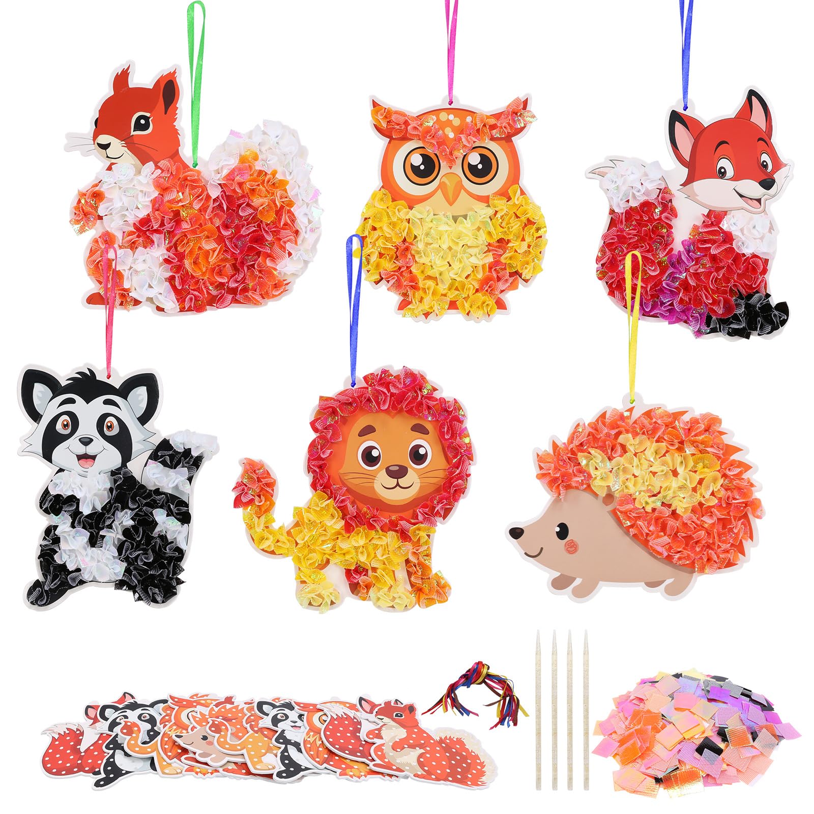 LAMEK 12SET Herbst Bastelsets für Kinder Igel Kreativsets zum Basteln Löwe Fuchs Kreative Kunst Bastelhandwerk Ideale Bastelkoffer Herbstdeko mit Pailletten Moosgummi für Herbstzeit Jungen Mädchen