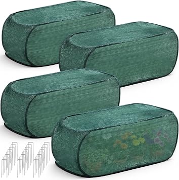 4 Pack 35 x 14 x 16 in Pop up Garden Plant Shade Tent 80% UV Resistant Plant Shade Net Foldable Crop Cage Cloth with Stakes for Outdoor Vegetable Fruit Protector Sun Protection Easy Setup