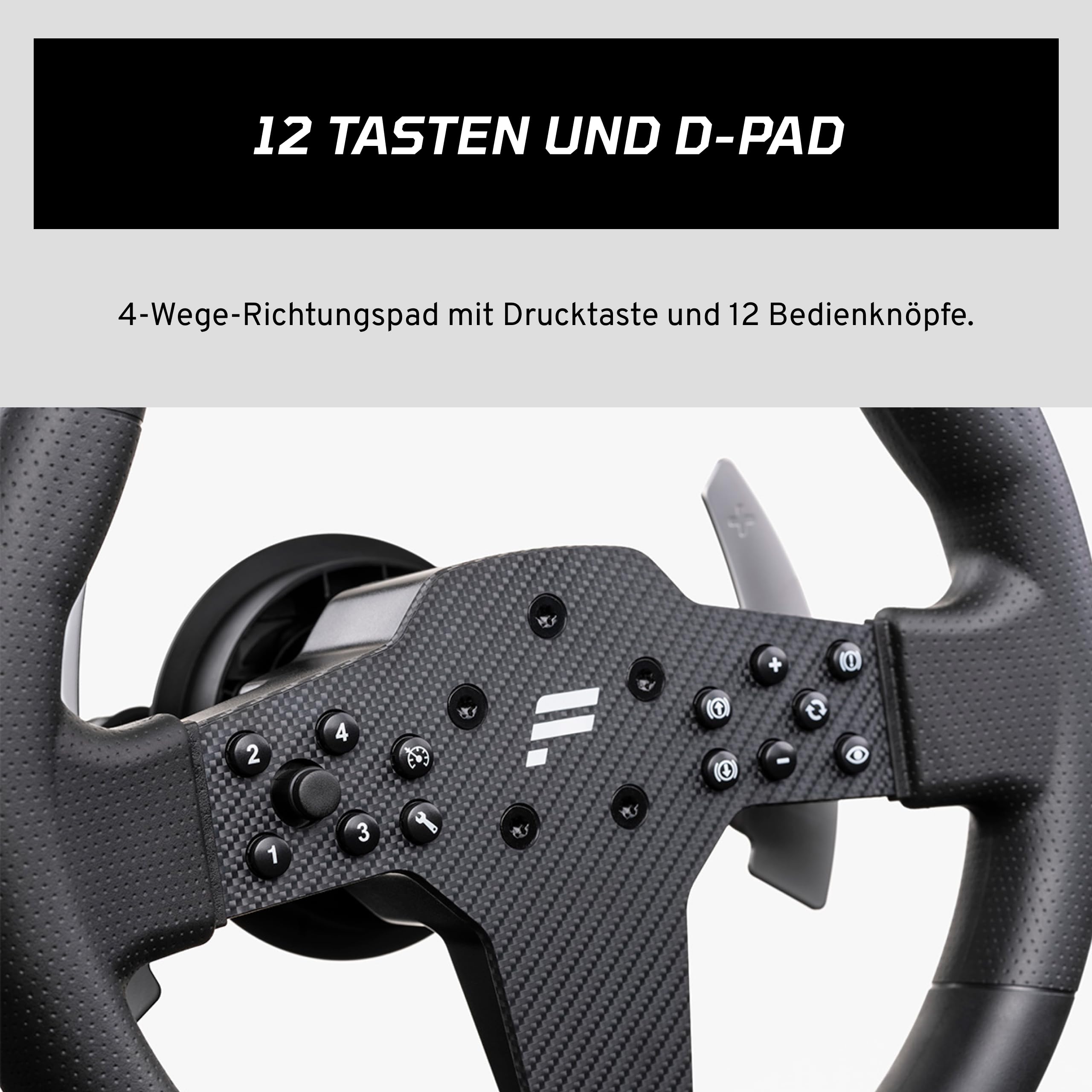 FANATEC Sim Racing CSL-Lenkrad P1 V2 (QR2 LITE) PC Gummierte Umrandung RevStripe LED-Display Metall-Schaltwippen QR2 Lite Wheel-Side