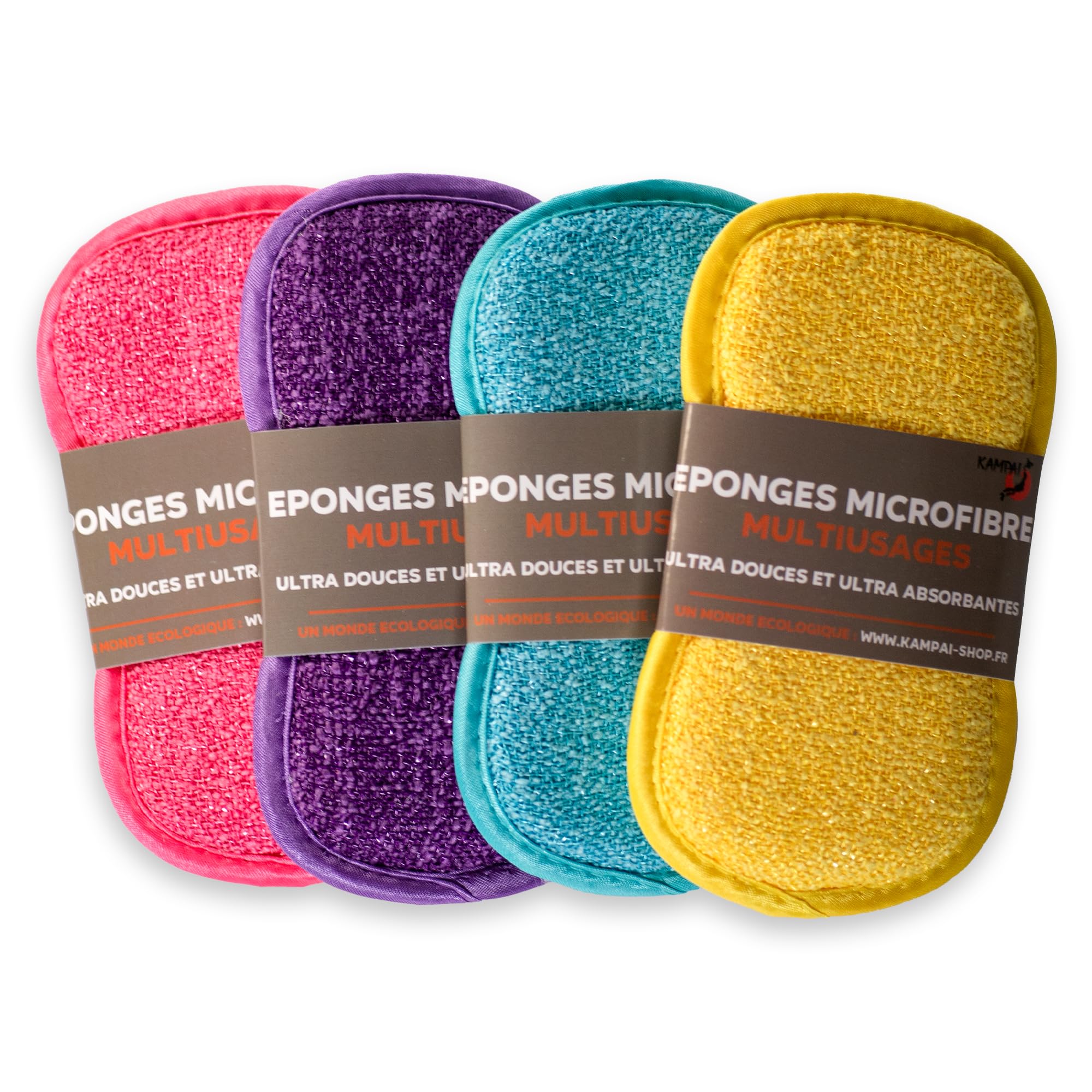 Pack De 5 Éponges Double Face Lavables - Microfibre Anti-Rayures Pour Cuisine Et Salle De Bain