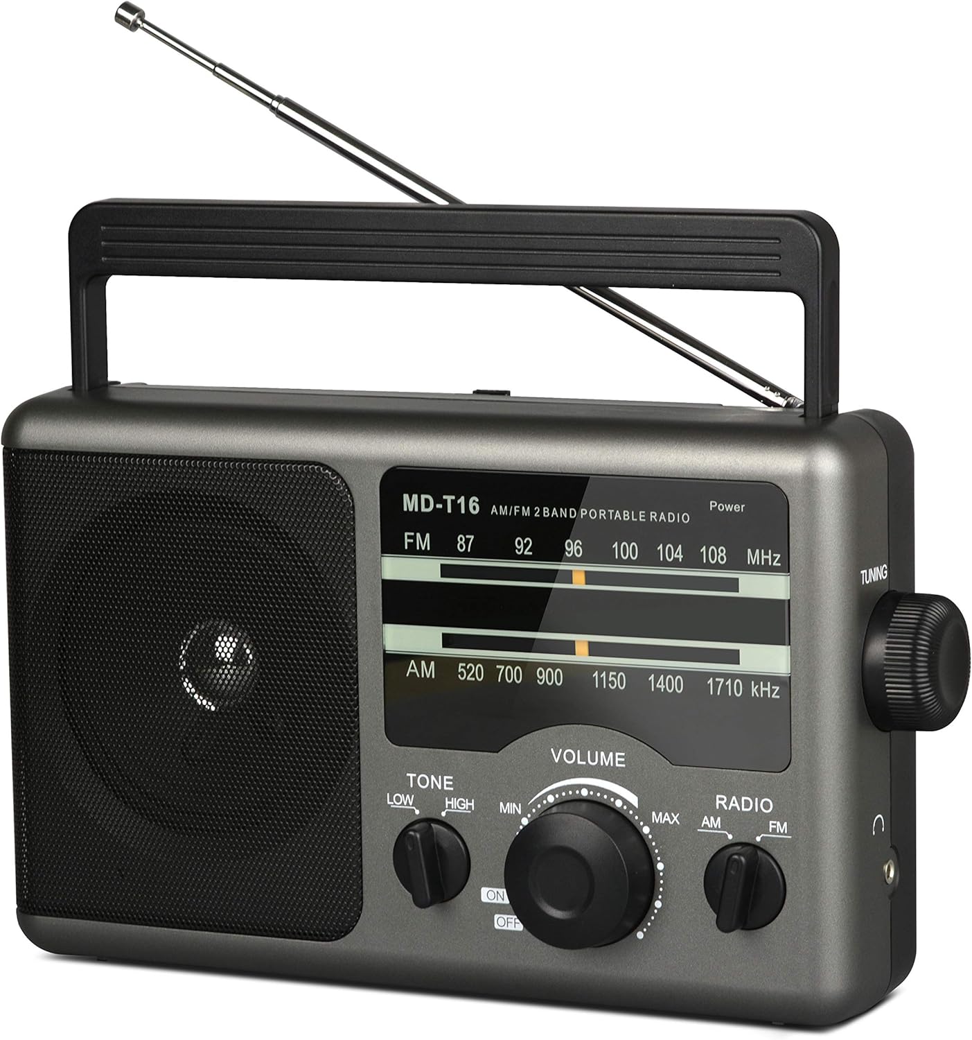 AM FM Portable Radio Battery Operated Radio by 4D Cell Batteries or AC