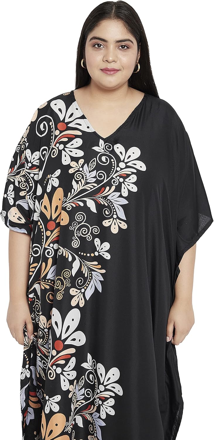 Oussum Women Kaftan Plus Size Polyester Summer Lightweight Caftan Swimsuit Cover Ups Maxi African Mumu Lounge House Dress - Image 5