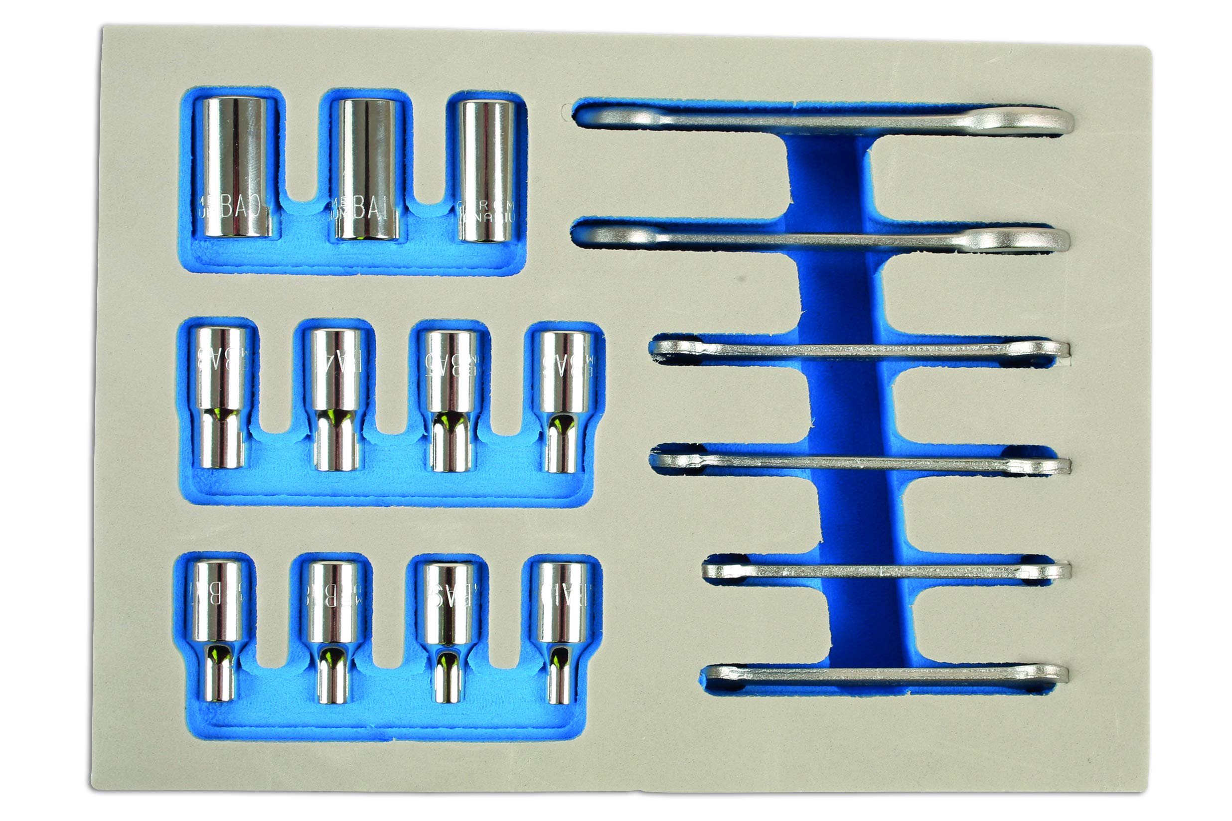 Laser 7132 BA Clé plate et jeu de douilles 17pièce, assortis