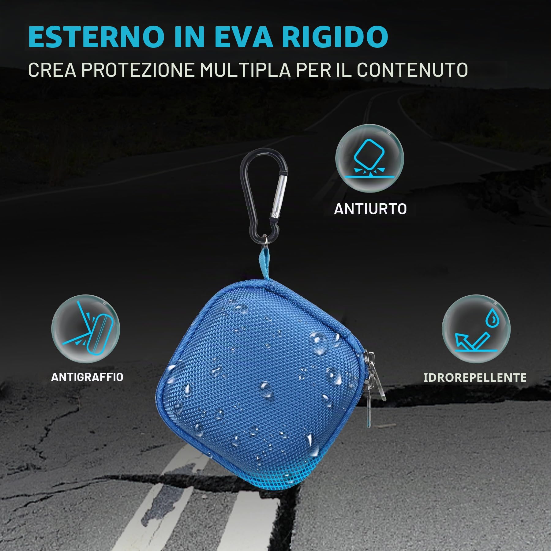 Lacdo Custodia Rigida Hard Disk Esterno per Crucial X10 Pro/Crucial X9 Pro Portable SSD 1TB 2TB 4TB USB 3.2 Stato Solido Esterne EVA Antiurto Impermeabile Protettiva Borsa, Blu