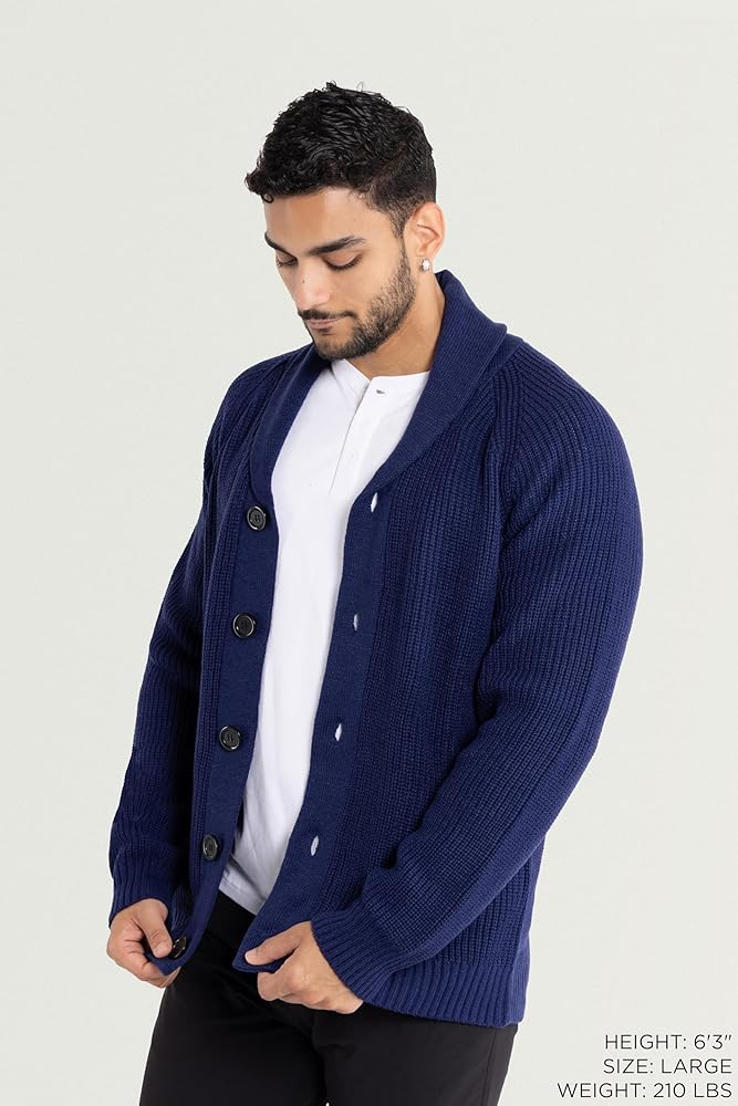 X RAY Mens Cardigan Sweater, Long Sleeve Shawl Collar Soft