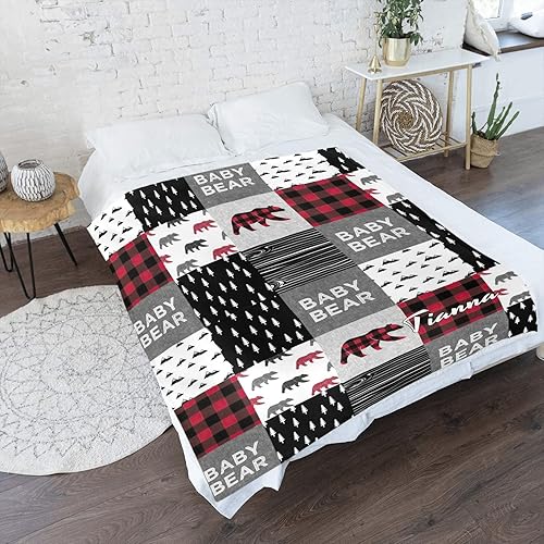 Miniatura 9 de Manta personalizada con diseño de astas, Little Man con texto y nombre, manta de forro polar súper suave para sofá, cama, 50 x 60 pulgadas