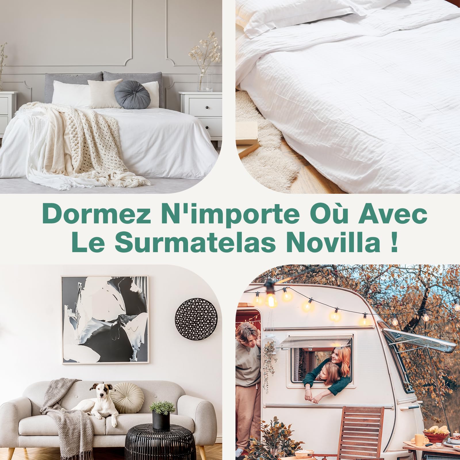 Novilla Surmatelas 140x190, 7.5CM, Surmatelas en Mousse à Mémoire de Forme Gel, Mousse Confort, Doux pour la Peau et Doux, avec Design Antidérapant et Certification de Sécurité, Lavable