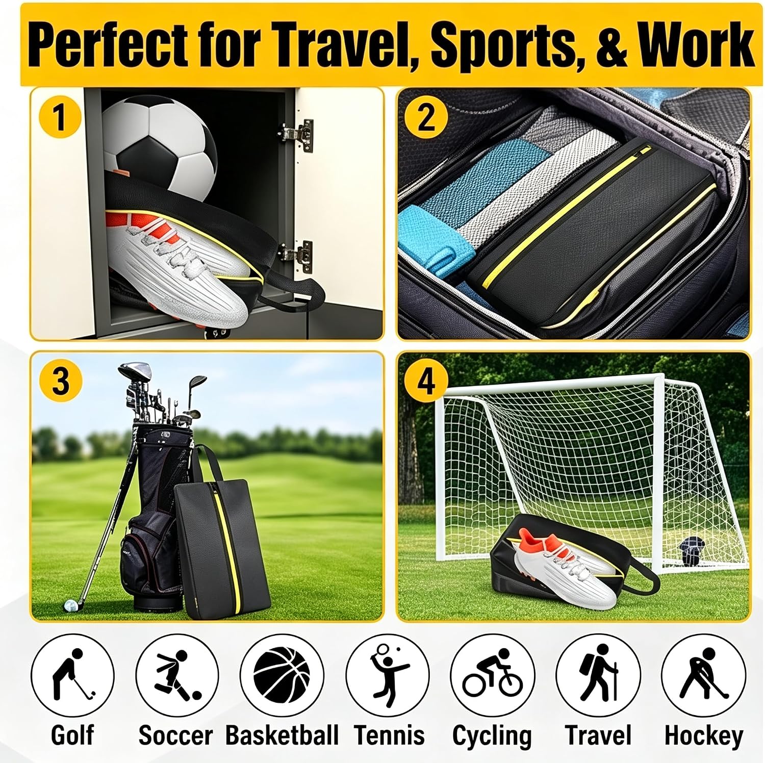 Shoe Bag Smell Proof Waterproof Cleat Bag for Travel Sports Gym