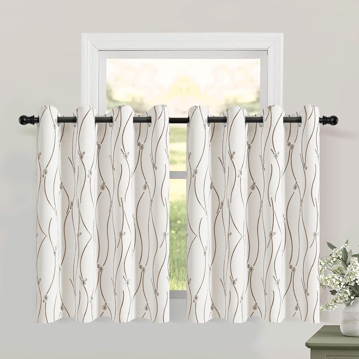 Curtains 45 inch Length 2 Panel Set Grommet Linen Curtains